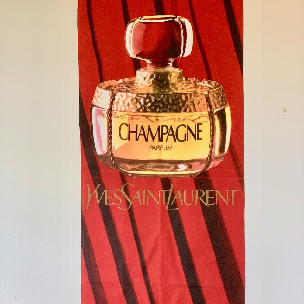 Yves Saint Laurent Champagne Perfume Cloth Retail Store Display Banner 70" x 25"